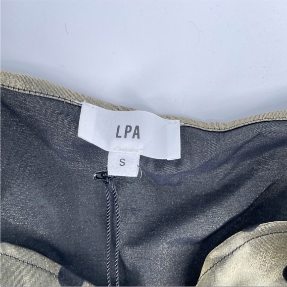 NWT LPA Coco Gold and Black Puffy Sleeve Polka Dots Wrap Top, Size Small - Picture 5 of 8